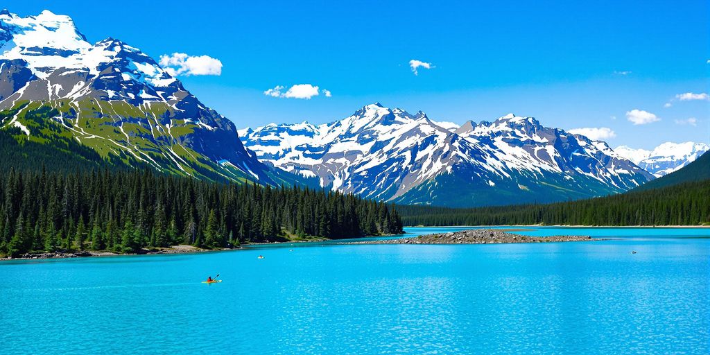 Alaska landscape with mountains, lakes, and adventure activities.