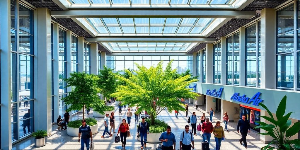 Interior view of the new SFO terminal for travelers.