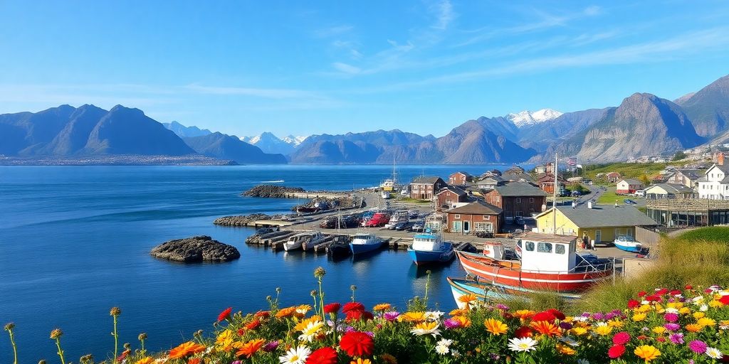 Scenic view of Homer, Alaska with coastline and mountains.
