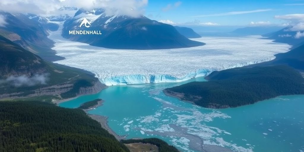 Aerial view of Glacier Mendenhall in Alaska.