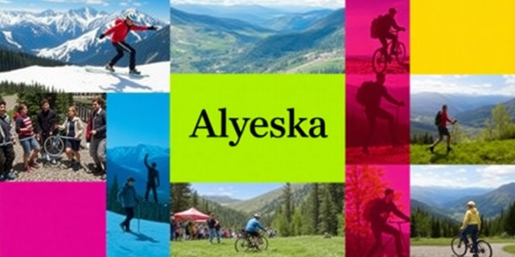 A collage of seasonal activities in Alyeska.