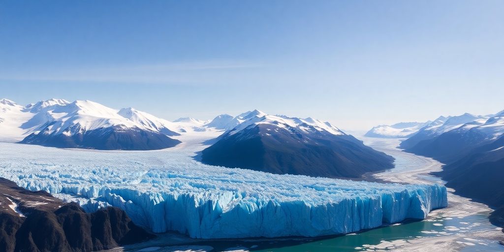 Aerial view of Alaska's stunning glaciers and mountains.