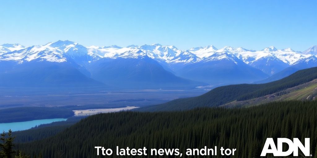 Stunning scenic landscape of Alaska with mountains and forest.