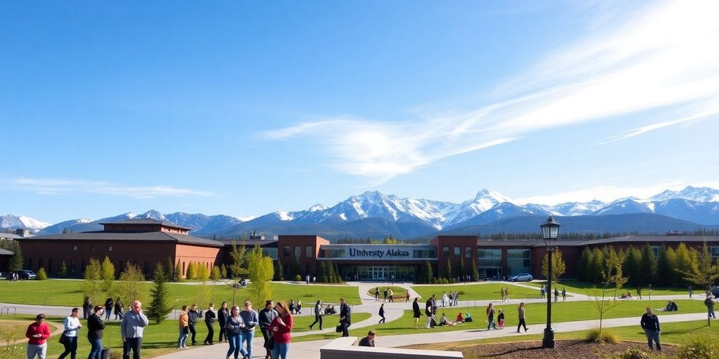 Students on campus at the University of Alaska.
