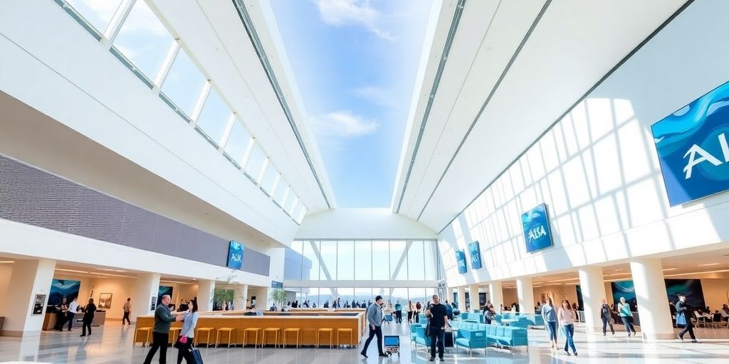 New Alaska Airlines terminal at SFO with modern design.