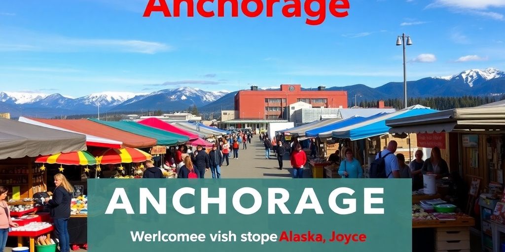 Scenic view of Anchorage with local markets and activities.