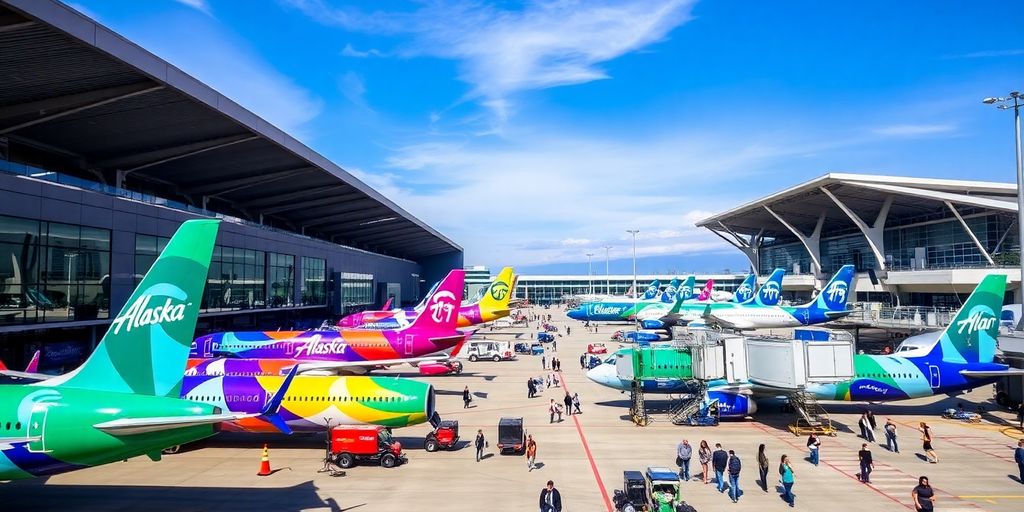 Alaska Airlines aircraft at LAX Terminal 6.
