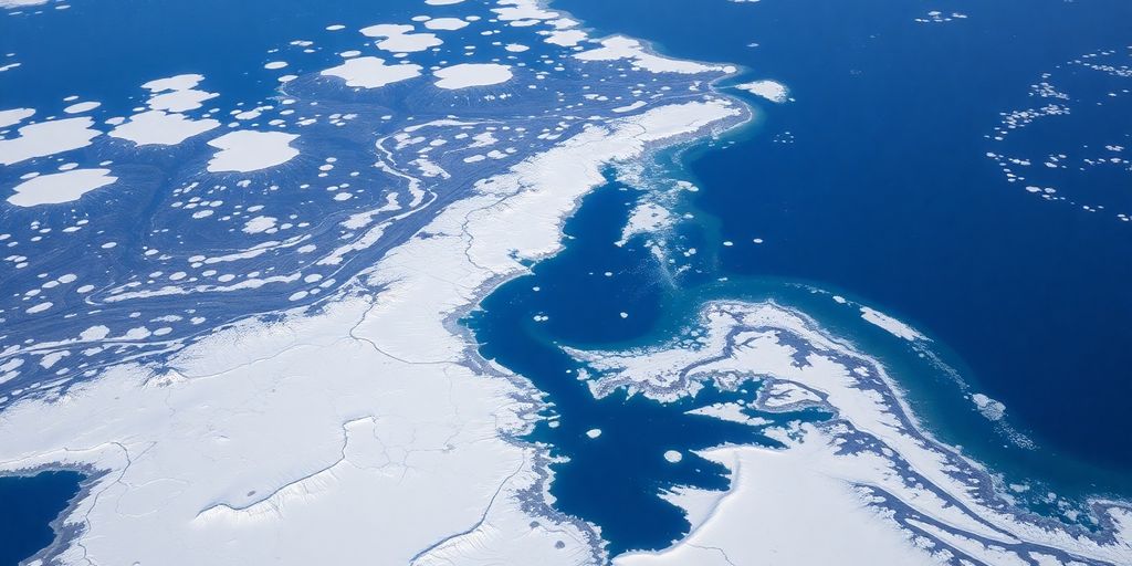 Aerial view of Barrow, Alaska with snow-covered landscapes.