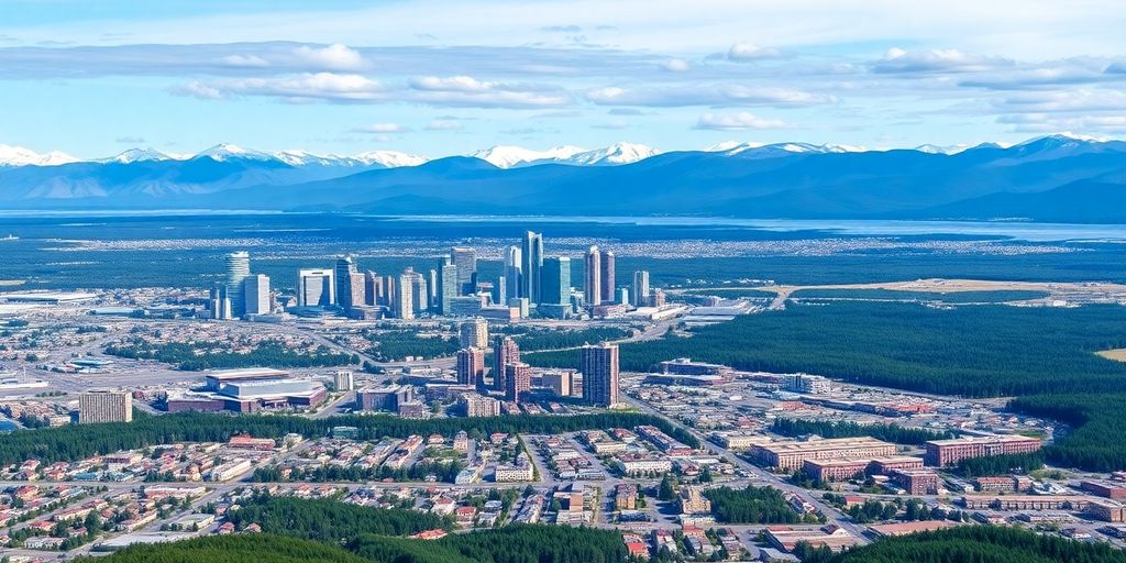 Anchorage skyline with mountains and greenery in 2025.