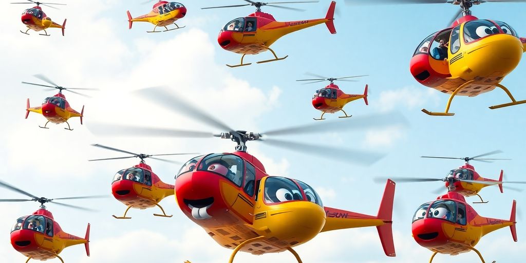 Collage of funny helicopter GIFs creating laughter and joy.