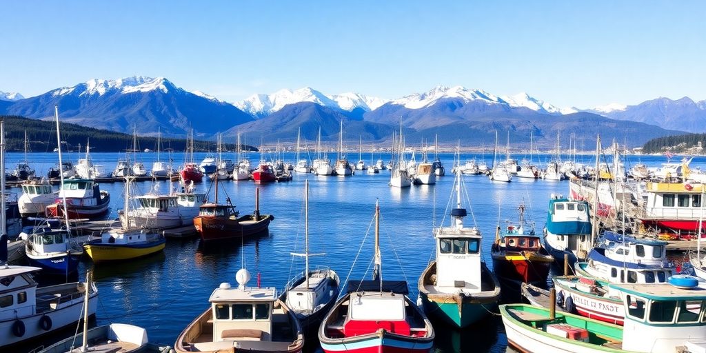 Boats in Kachemak Bay, Homer, Alaska.