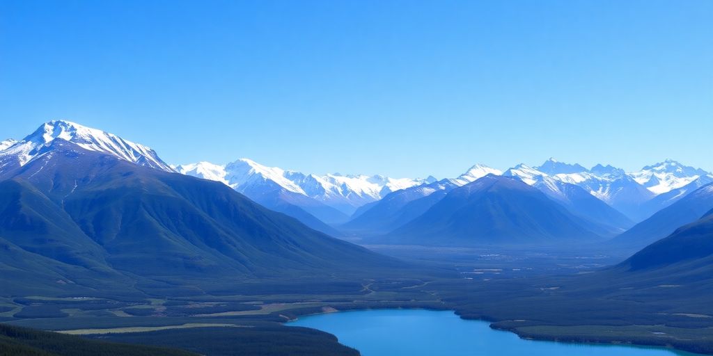 Snowy peaks and green valleys in Denali National Park.