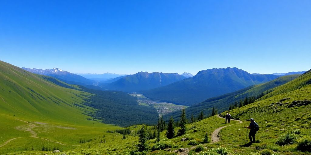 Hikers enjoying the scenic trails in Girdwood, Alaska.