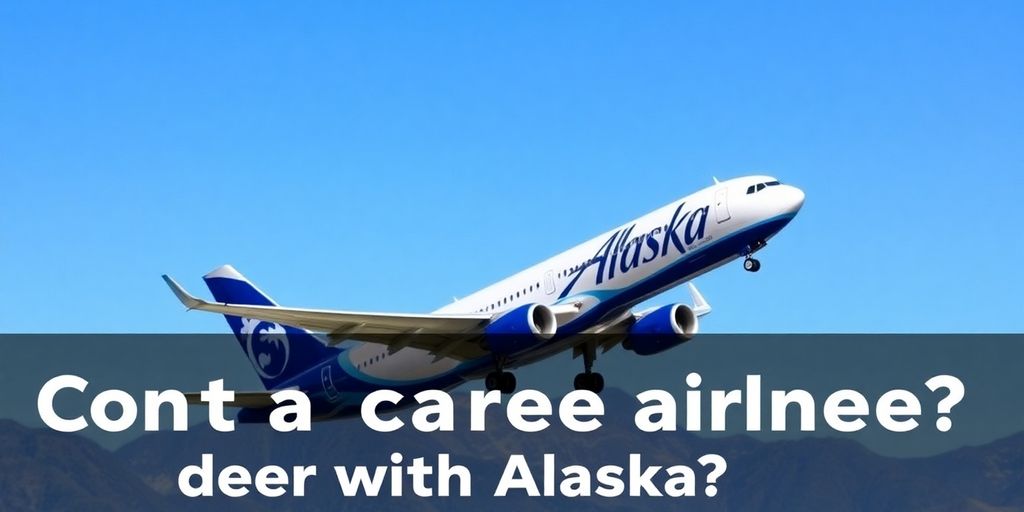 Alaska Airlines plane taking off with mountains backdrop.