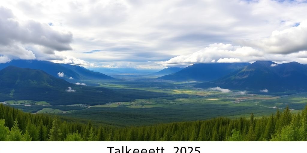 Talkeetna landscape with mountains and clouds in 2025.