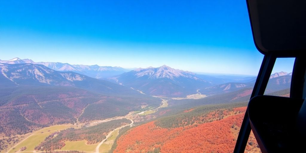 Helicopter flying over stunning landscape in 2025.