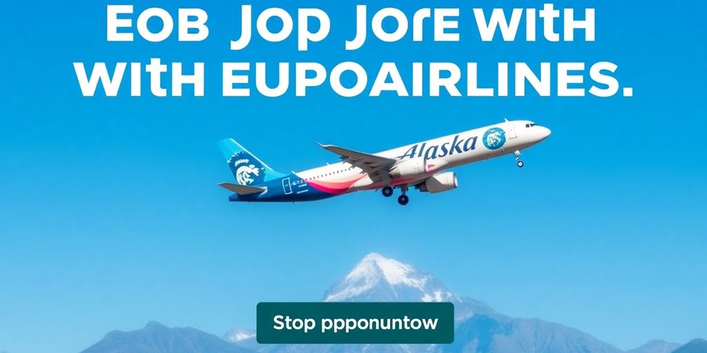 Alaska Airlines airplane in flight over scenic mountains.