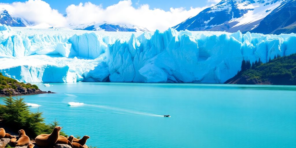 Glaciers and wildlife in Kenai Fjords National Park, Alaska.