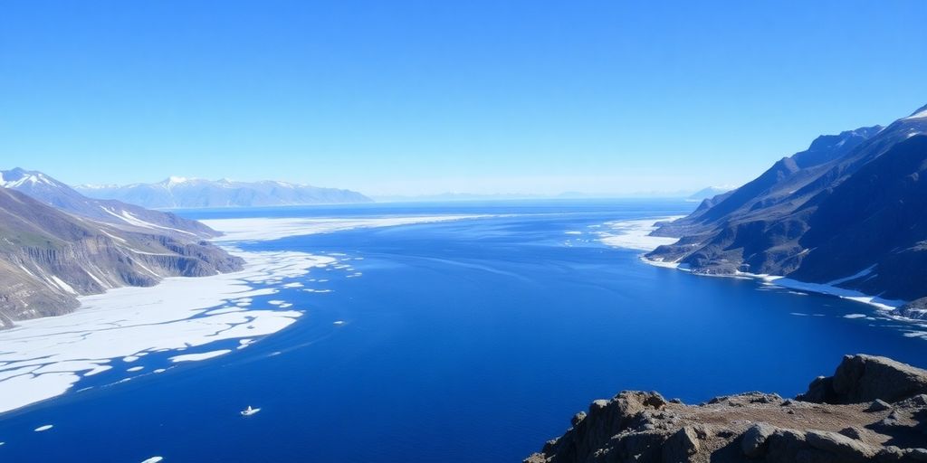 Bering Strait view from Alaska to Russia.