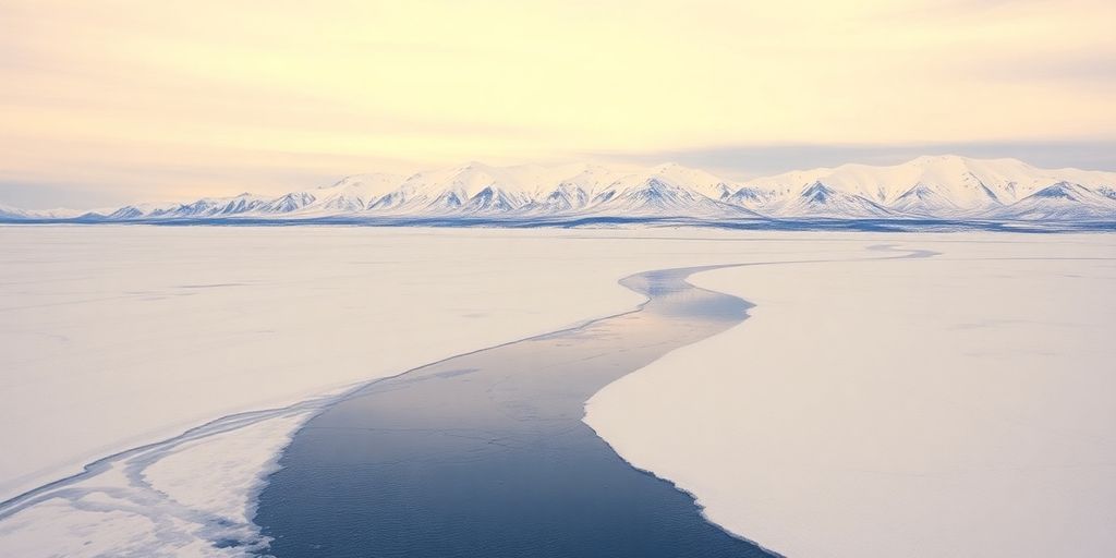 Winter landscape, snowy mountains, and a clear sky