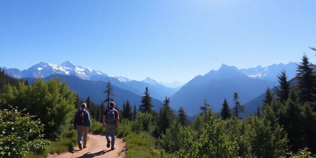 Hikers on scenic Girdwood trail.