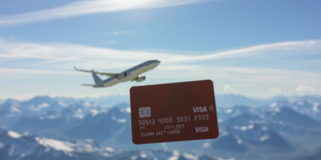 Snowy mountains, an airplane, and a credit card.