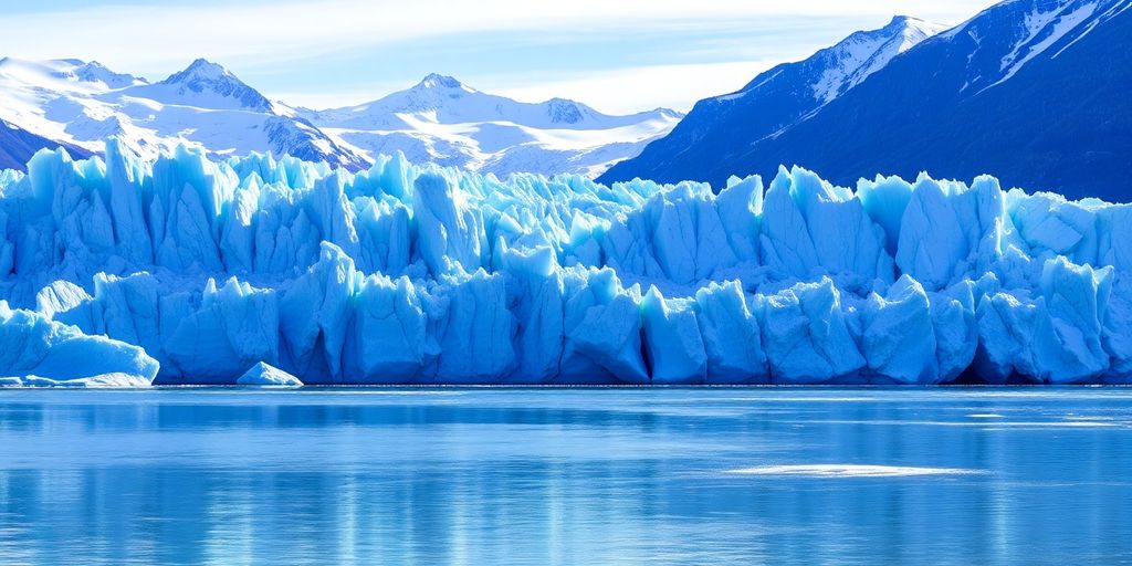 Majestic glacier in Alaska, blue ice.