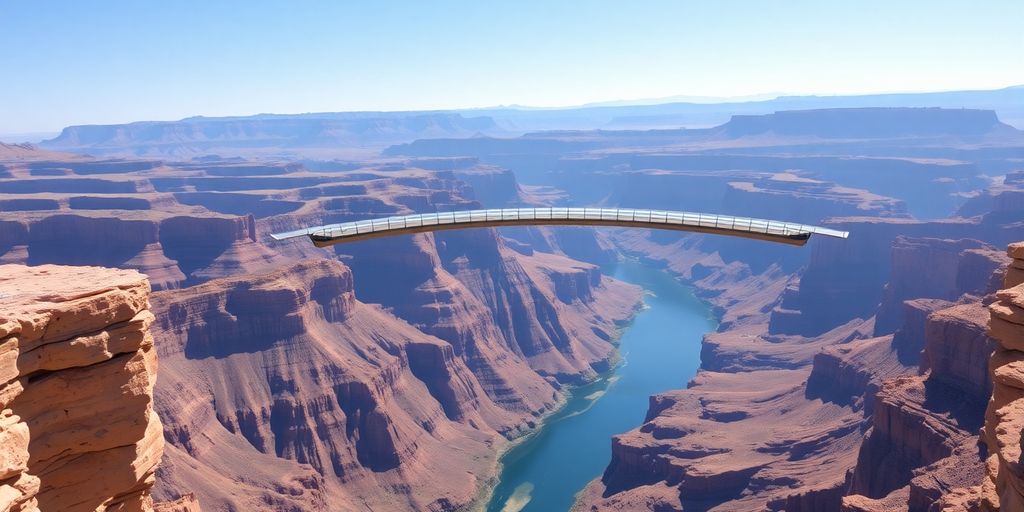 An aerial view of the Grand Canyon Skywalk bridge.