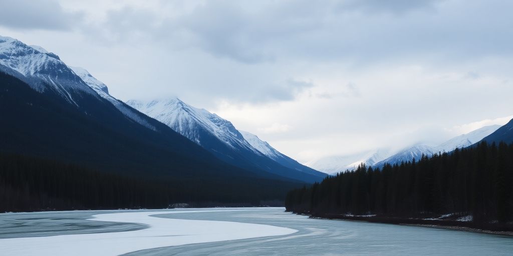 Alaskan outdoor landscape with snow