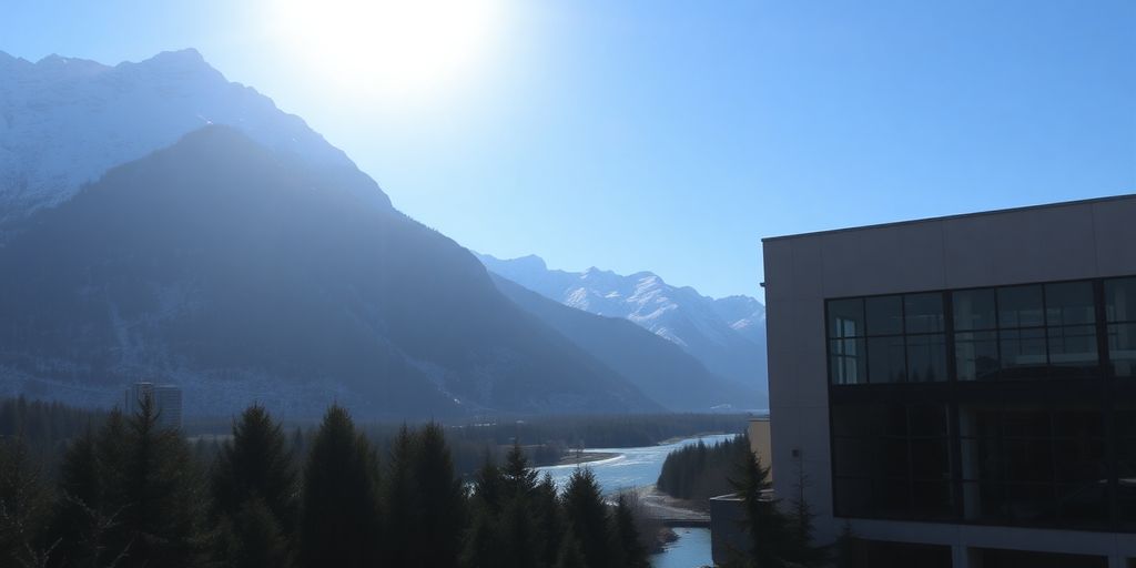 Alaskan landscape, credit union building
