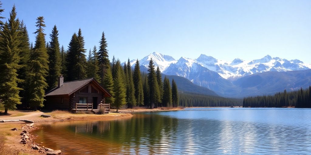 A remote log cabin in the Alaskan wilderness.