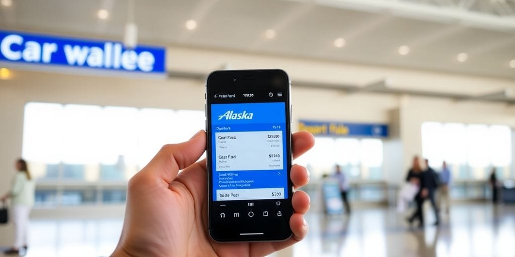 A person checking in for an Alaska flight on a smartphone.