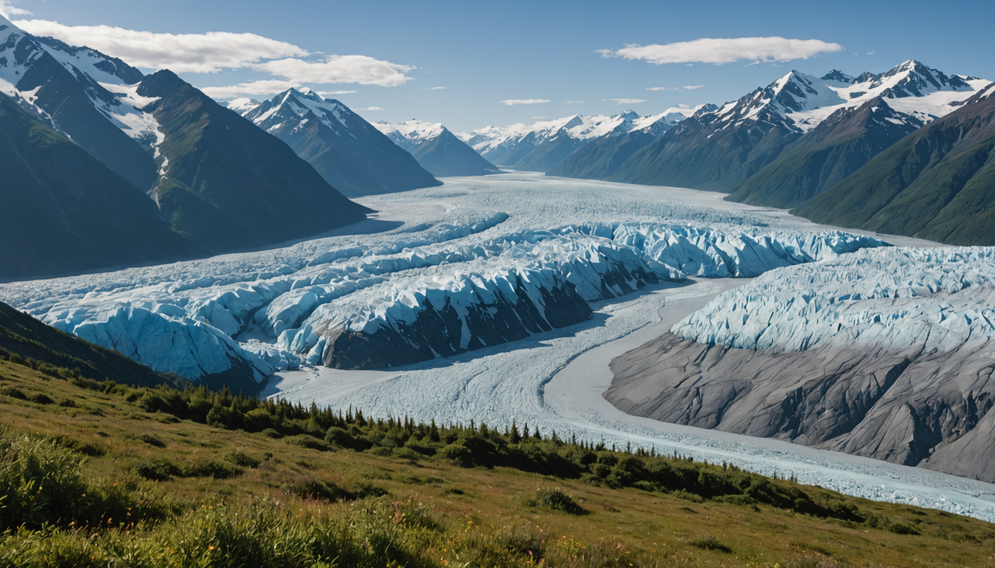 Scenic view of Knik Glacier from a helicopter