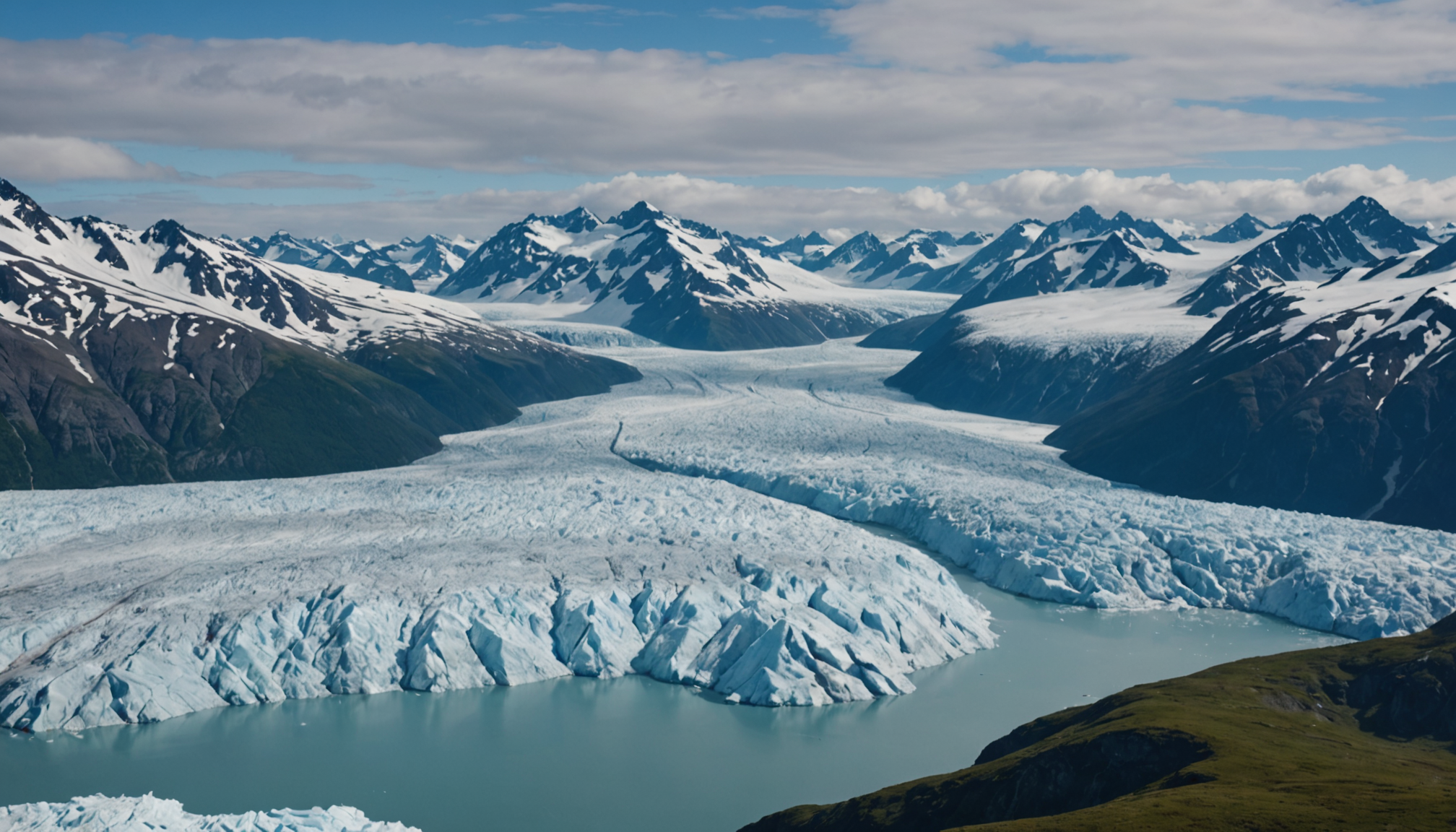 Scenic view of Alaska's glaciers from a helicopter