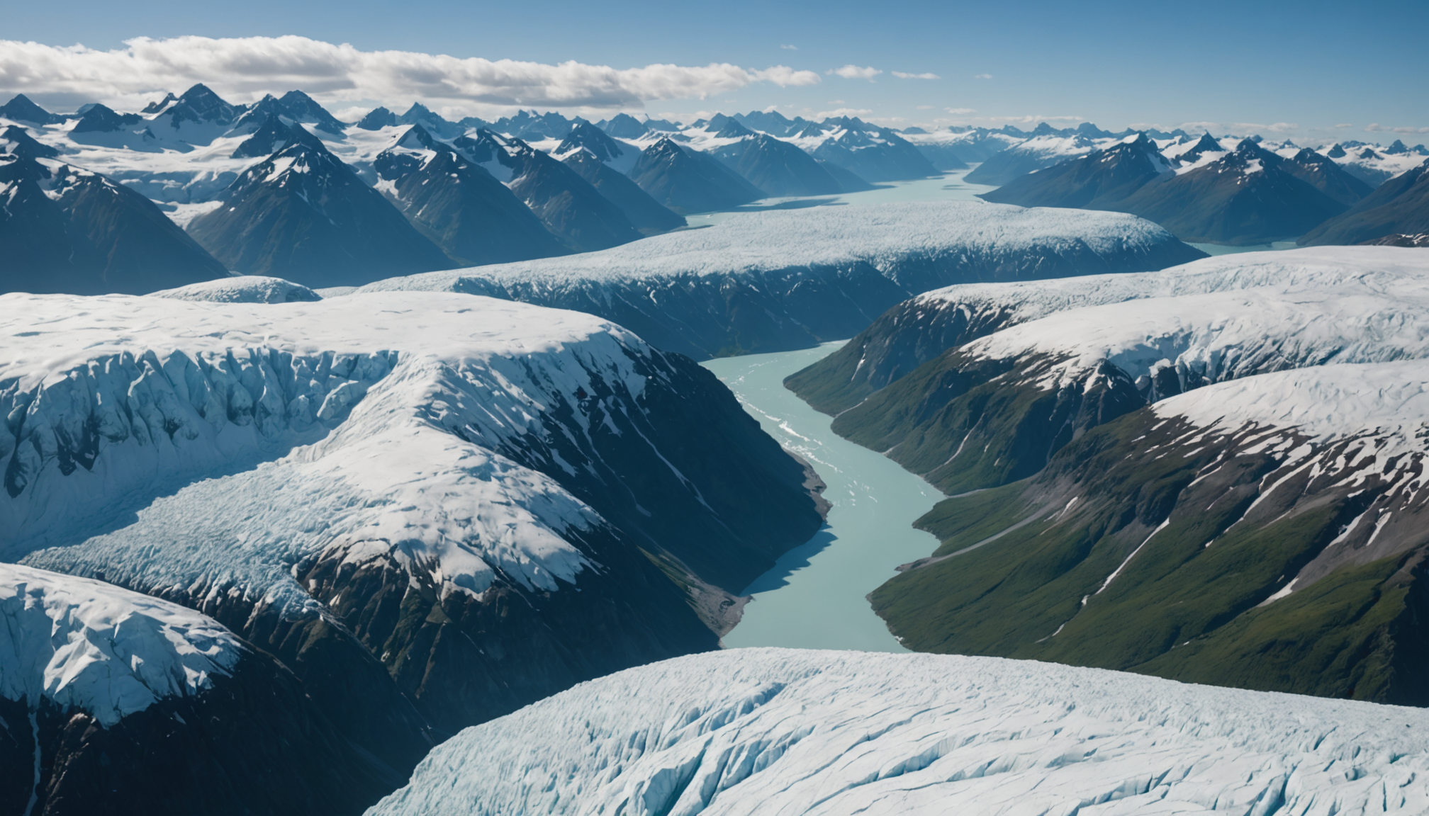 Helicopter flying over Knik Glacier