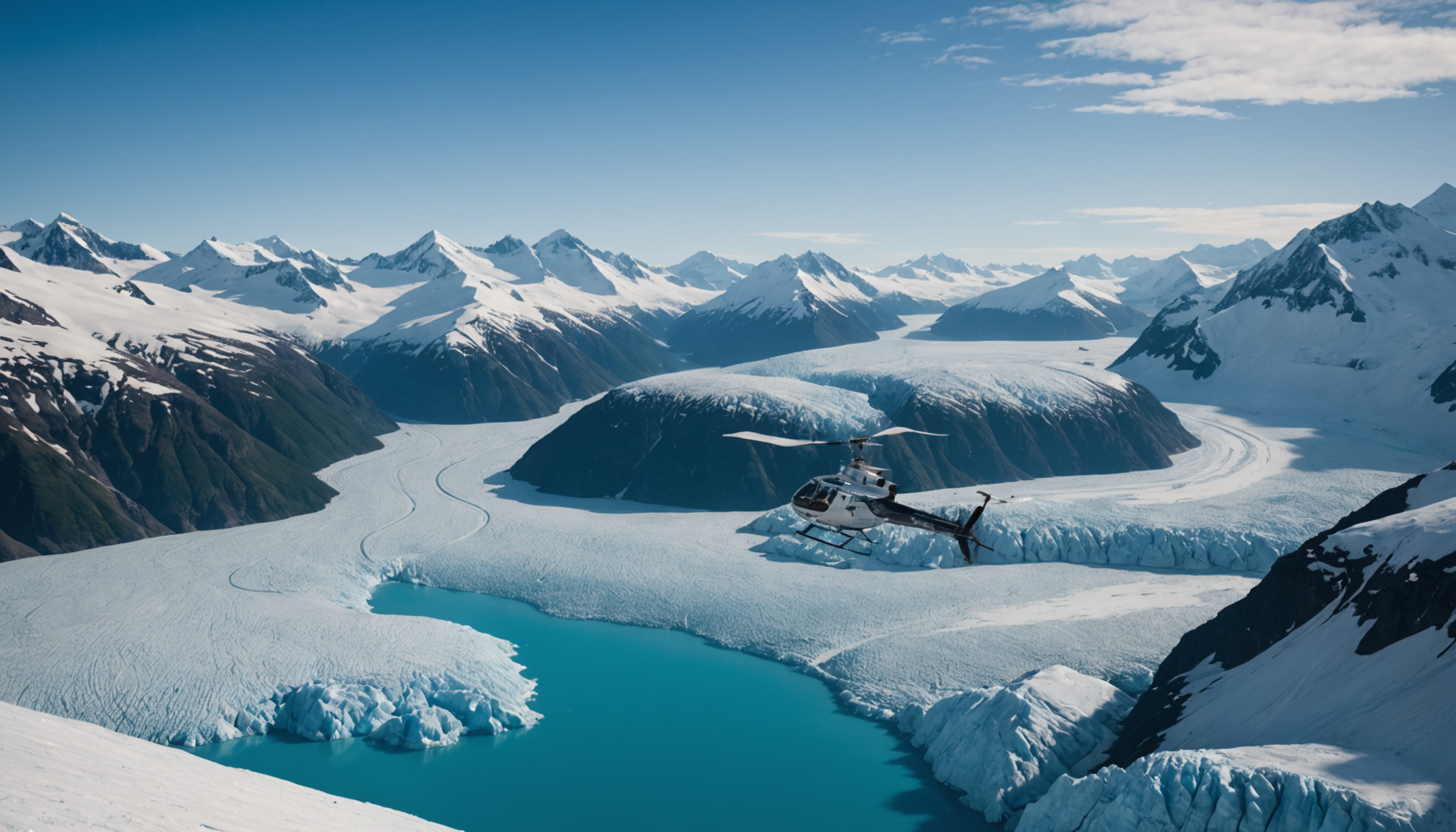 Helicopter over Knik Glacier