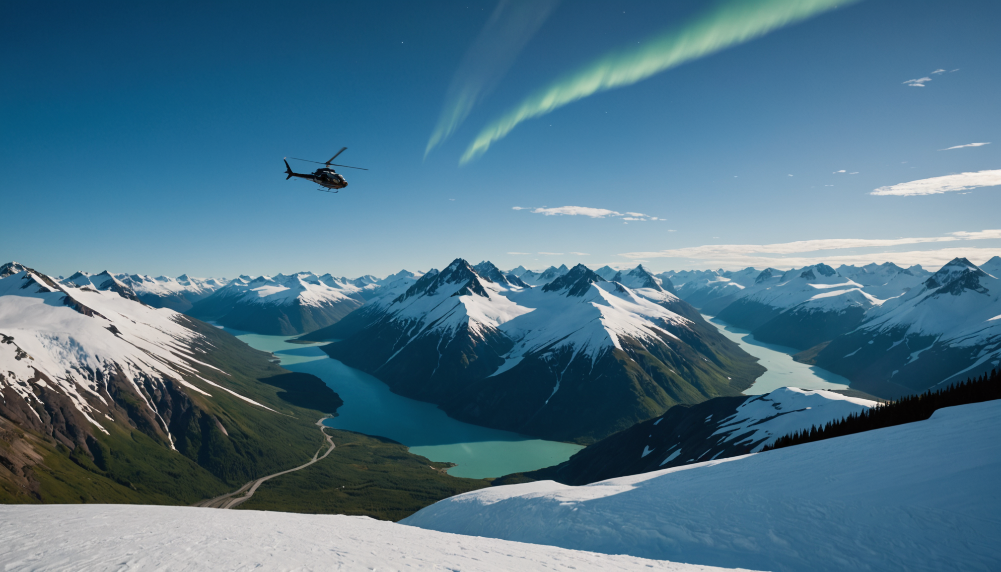 Photographer capturing the northern lights over Palmer.