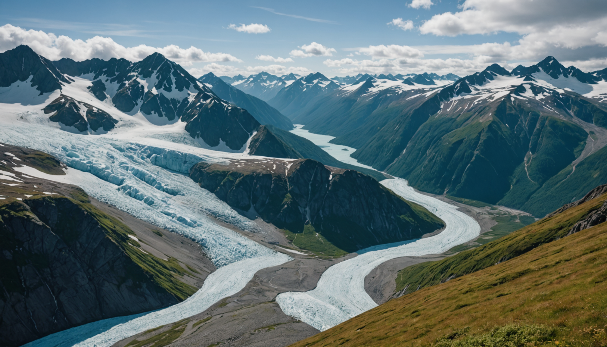 Scenic view of Girdwood hiking trails with mountains in the background