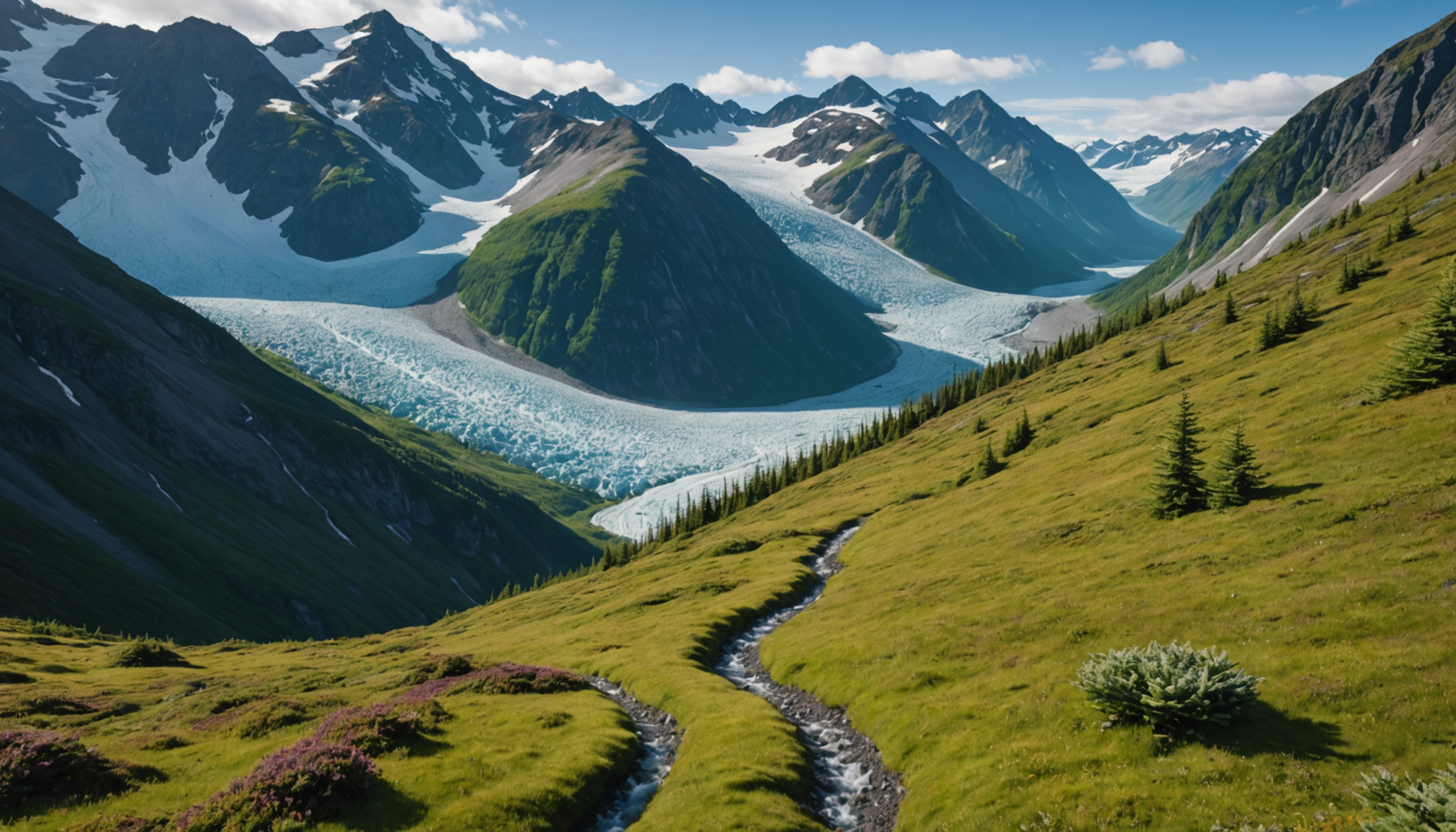 Lush forest trail in Girdwood, Alaska