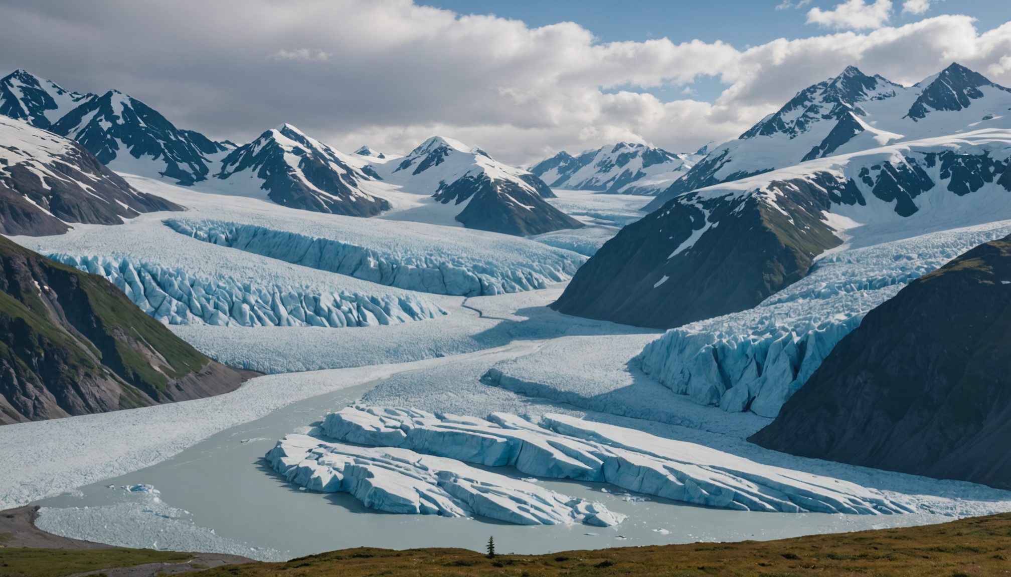 View of Knik Glacier from a helicopter
