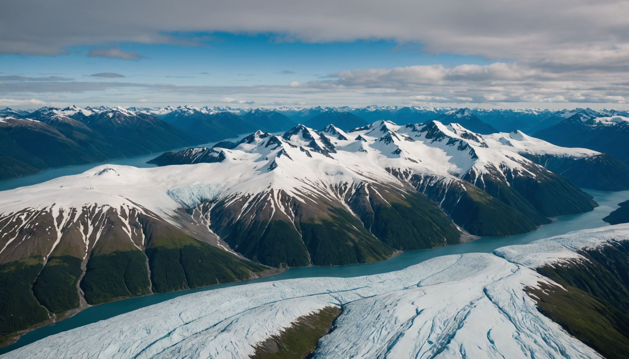 Aerial view of Palmer, Alaska with mountains in the background