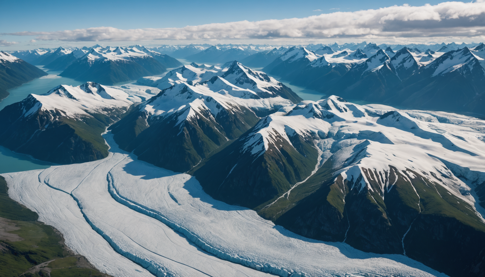 Aerial view of a glacier near Anchorage