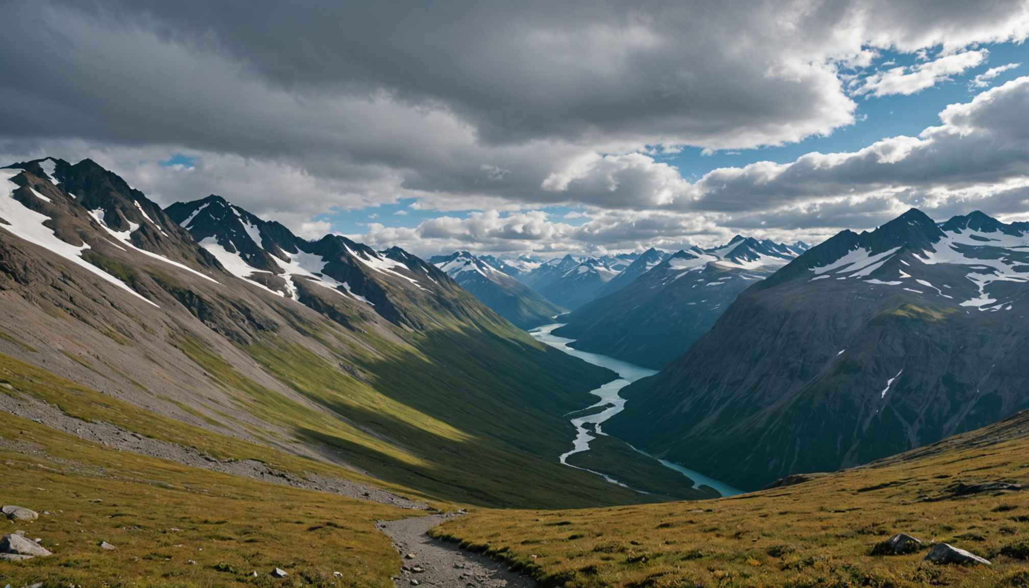 Scenic view of Crow Pass Trail in Girdwood, Alaska