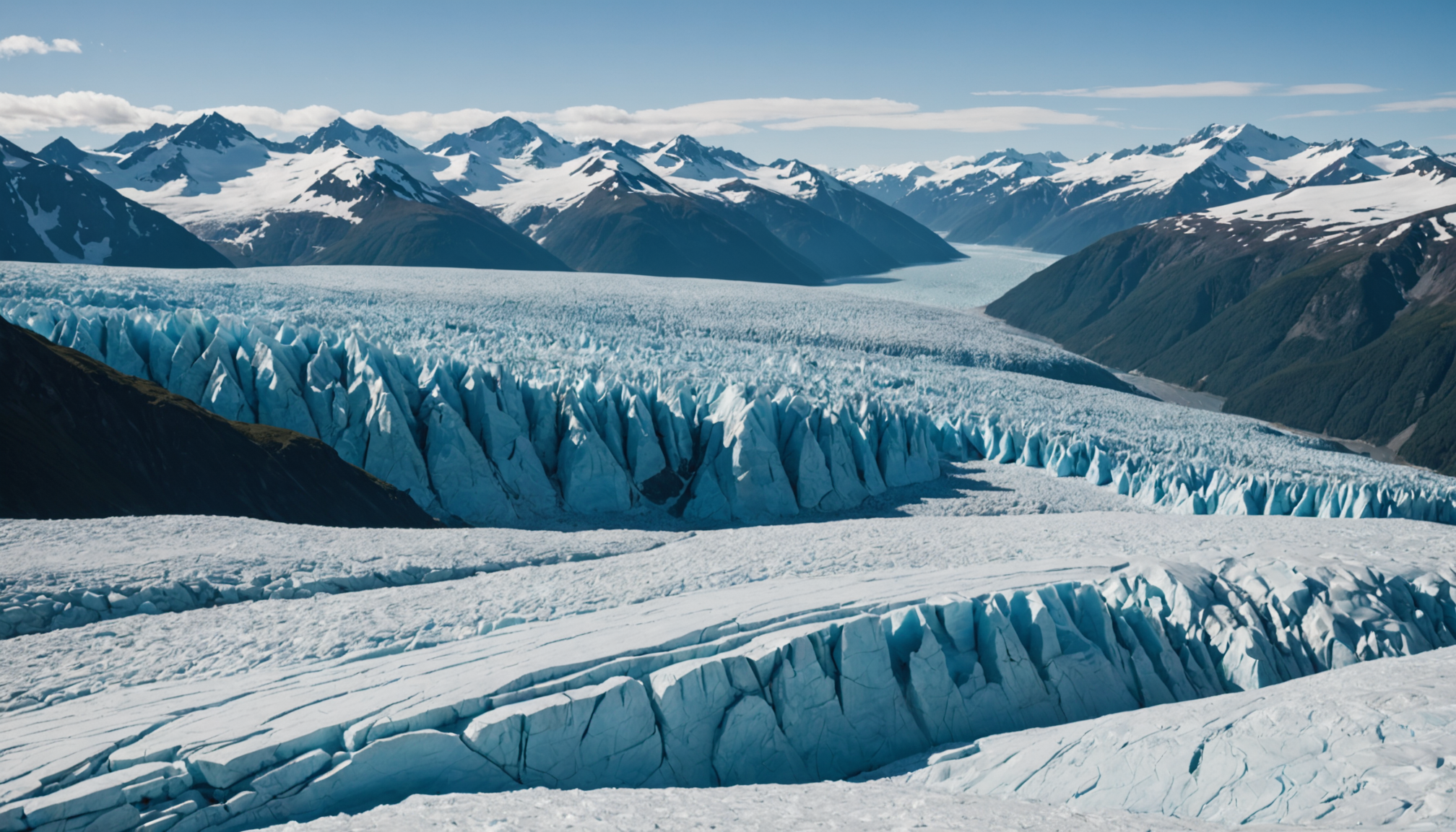 Close-up of glacier ice formations in Skagway