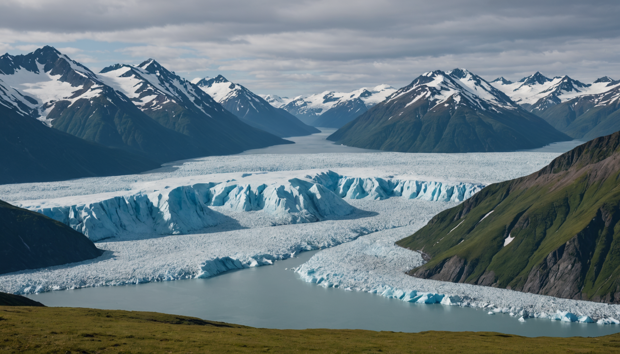 Kachemak Bay with glaciers in the background