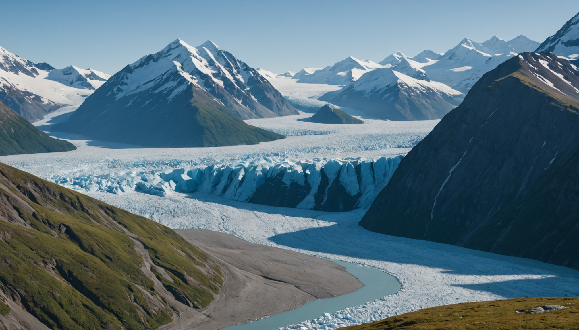 Scenic view of Knik Glacier from a helicopter