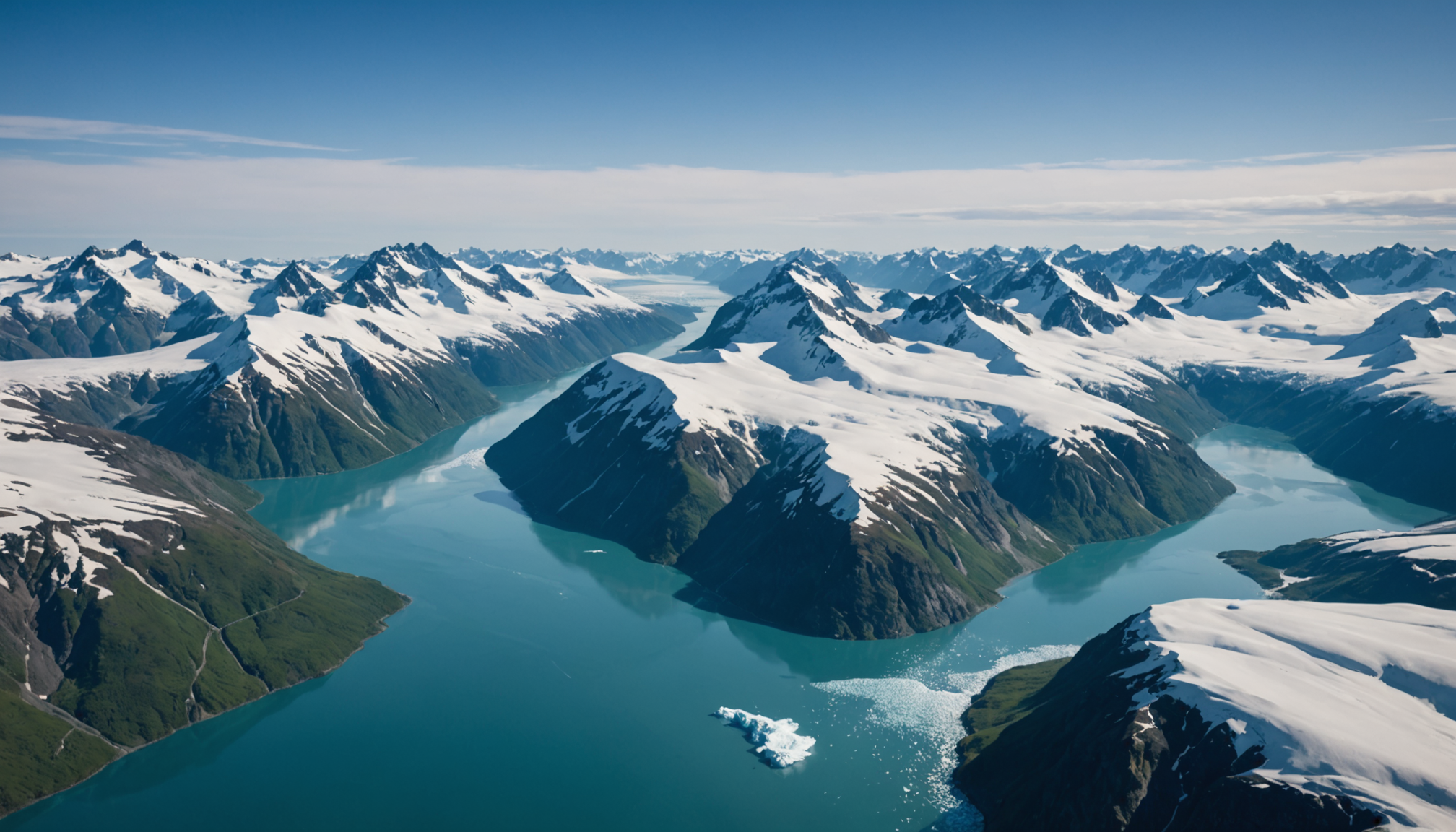 Aerial view of Kenai Fjords and Harding Icefield