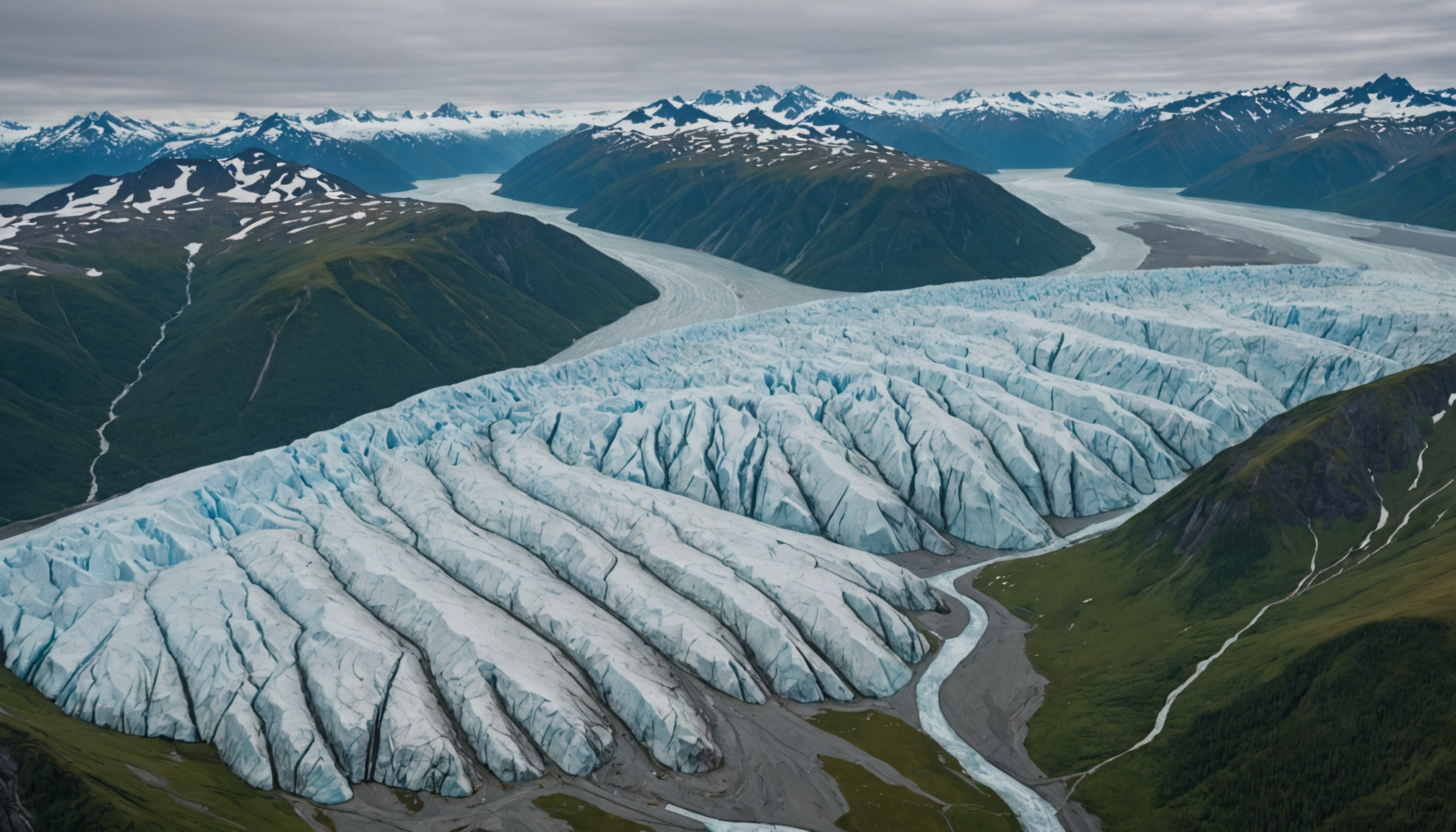 Aerial view of Knik Glacier from a helicopter