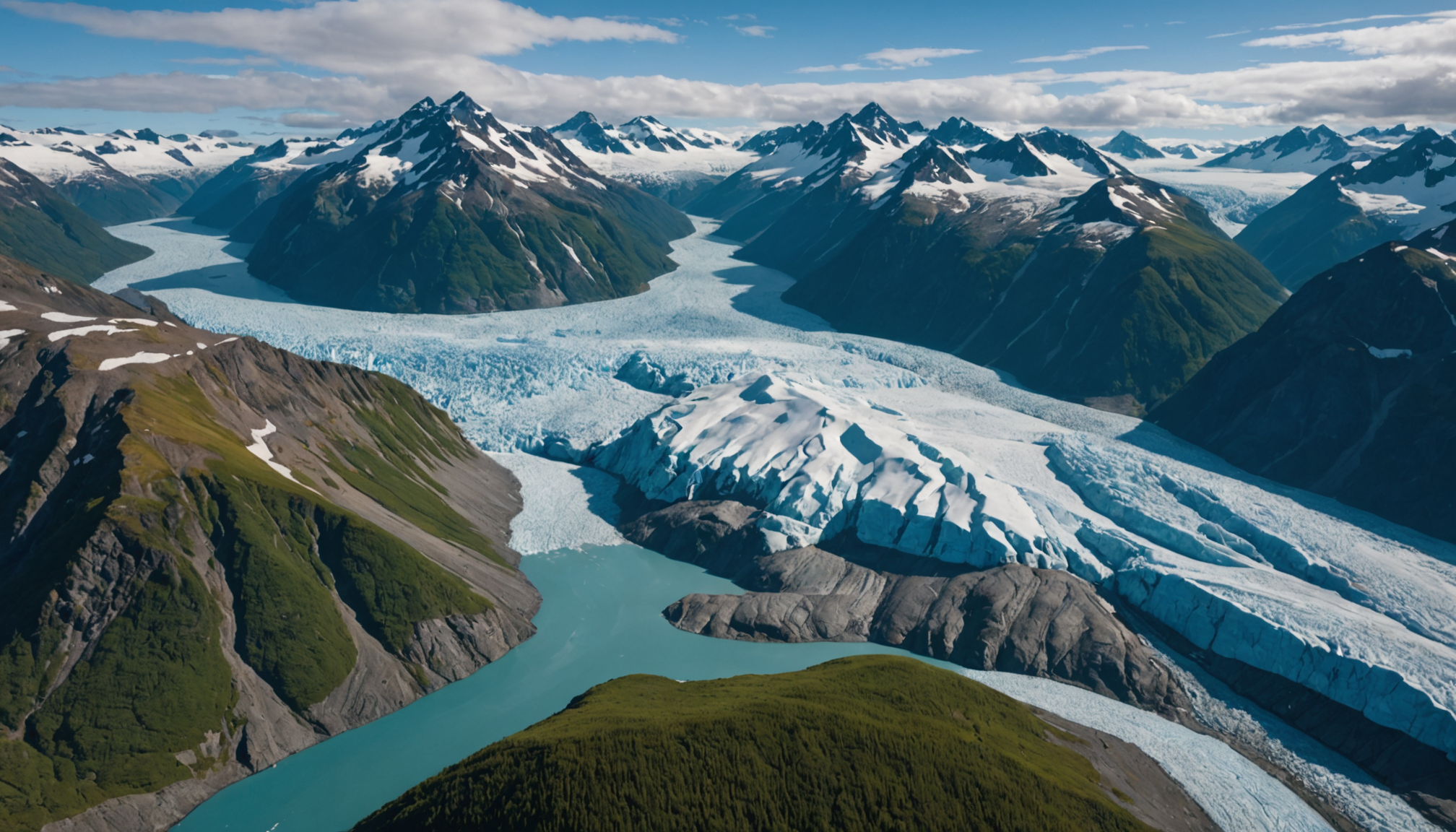 Aerial view of Columbia Glacier in Valdez, AK