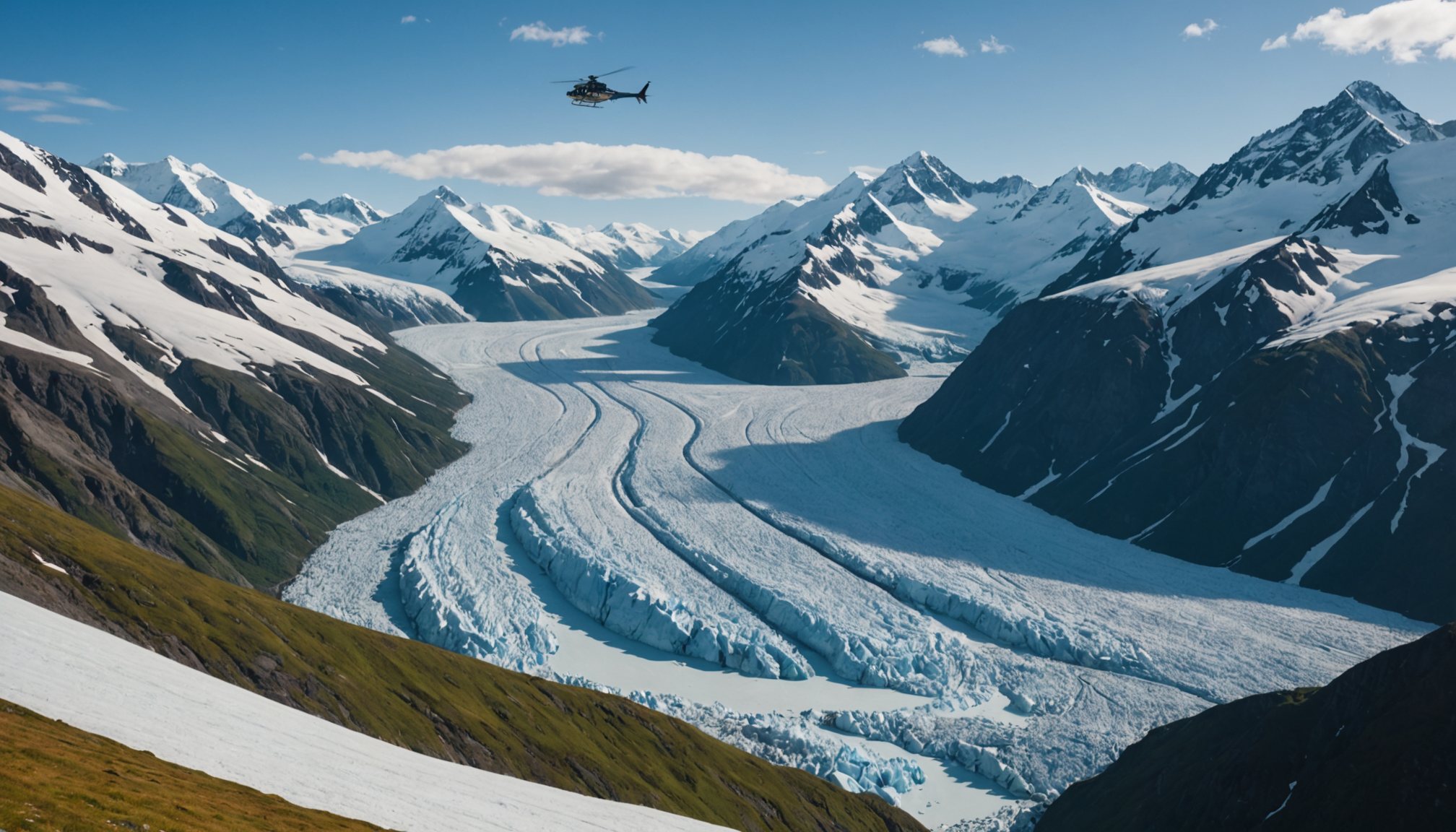 Helicopter over Knik Glacier